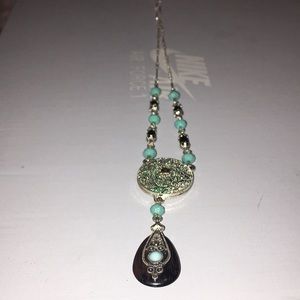 Green dream catcher necklace